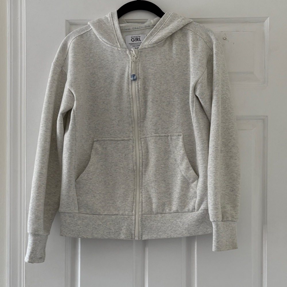 Athleta Girl Hooded Full Zip Sweatshirt Size XL/14 Heather Gray